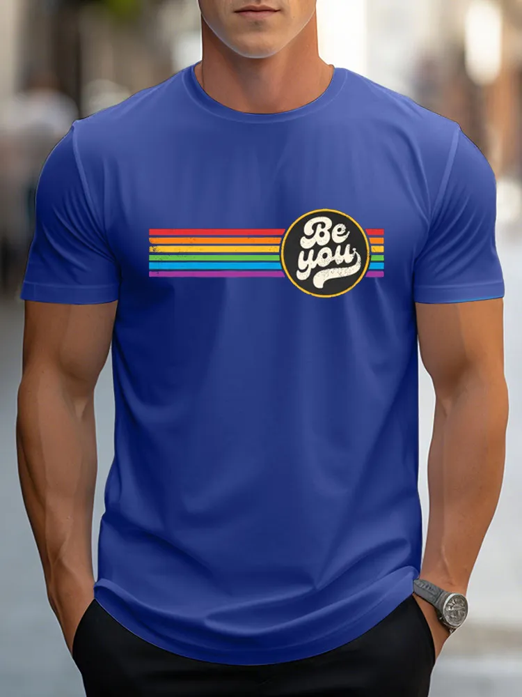 LGBTQ Be You Gay Pride LGBT Ally Rainbow Flag Retro Vintage T Shirt