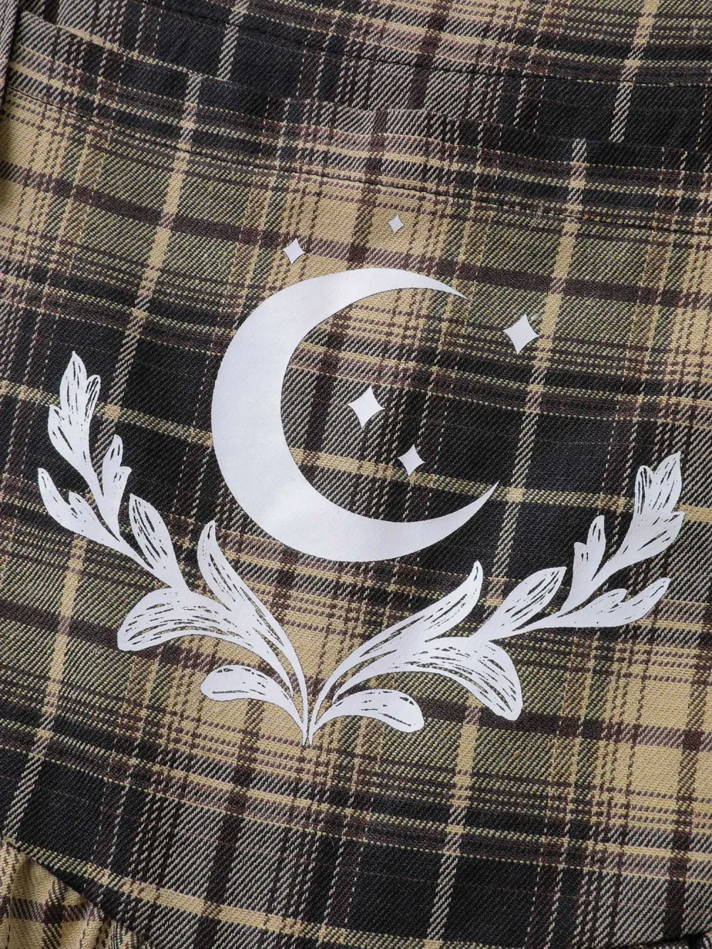 Plaid Print Moon Motif Pockets Jumpsuit