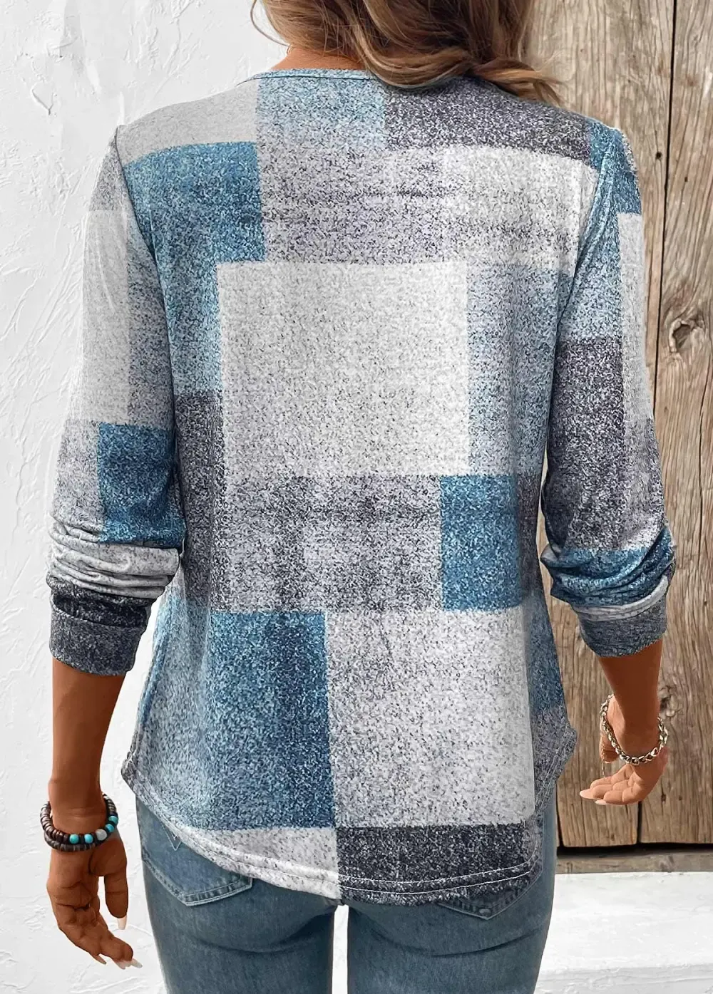 Multi Color Tummy Coverage Geometric Print T Shirt