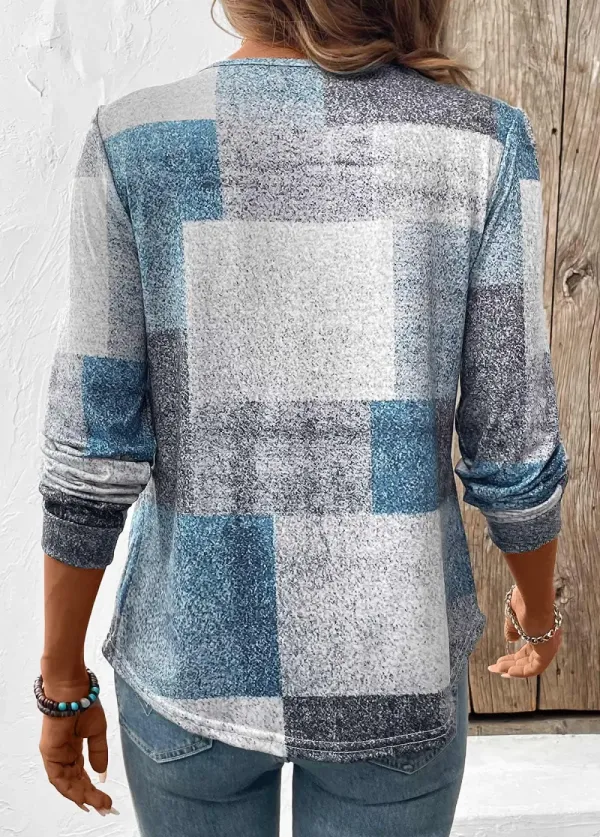 Multi Color Tummy Coverage Geometric Print T Shirt