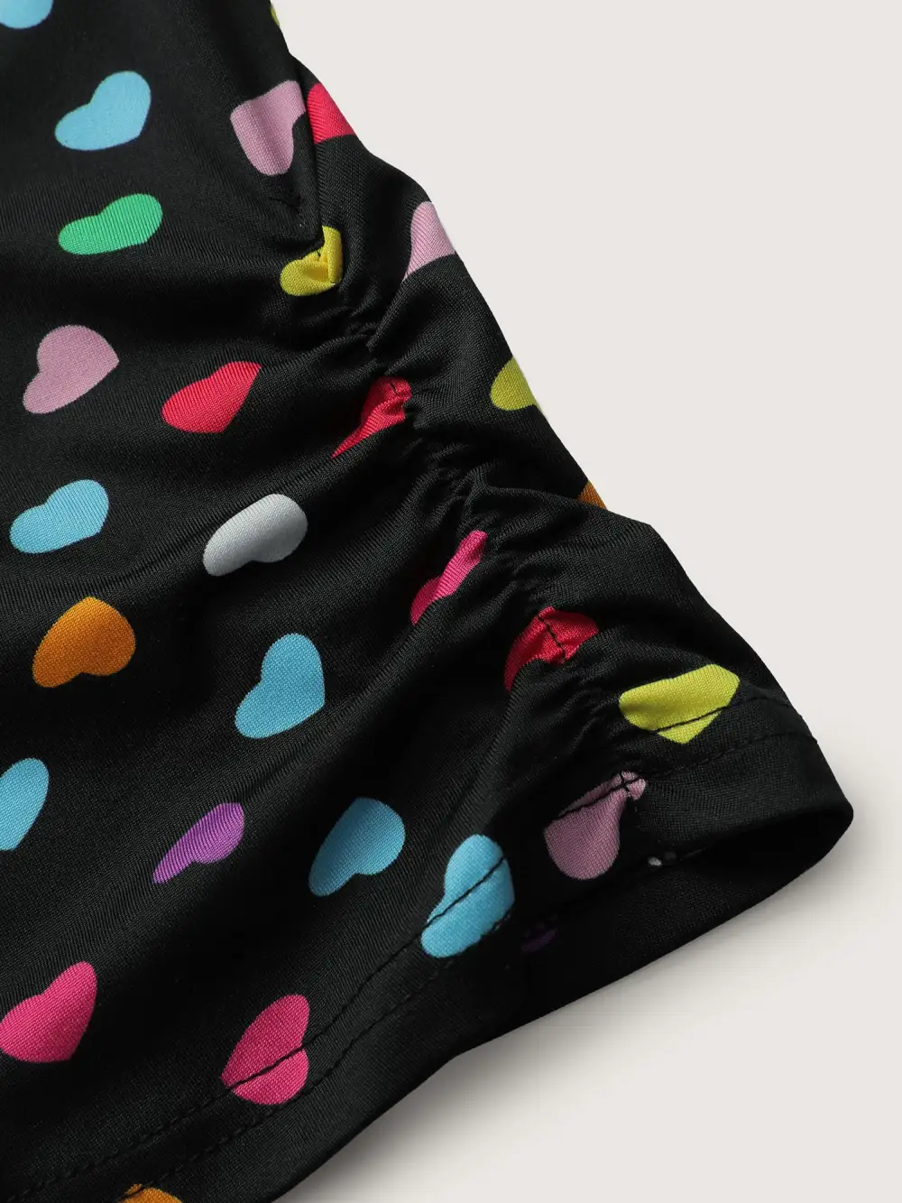 Colorful Hearts Textured Split Neck Knit Top