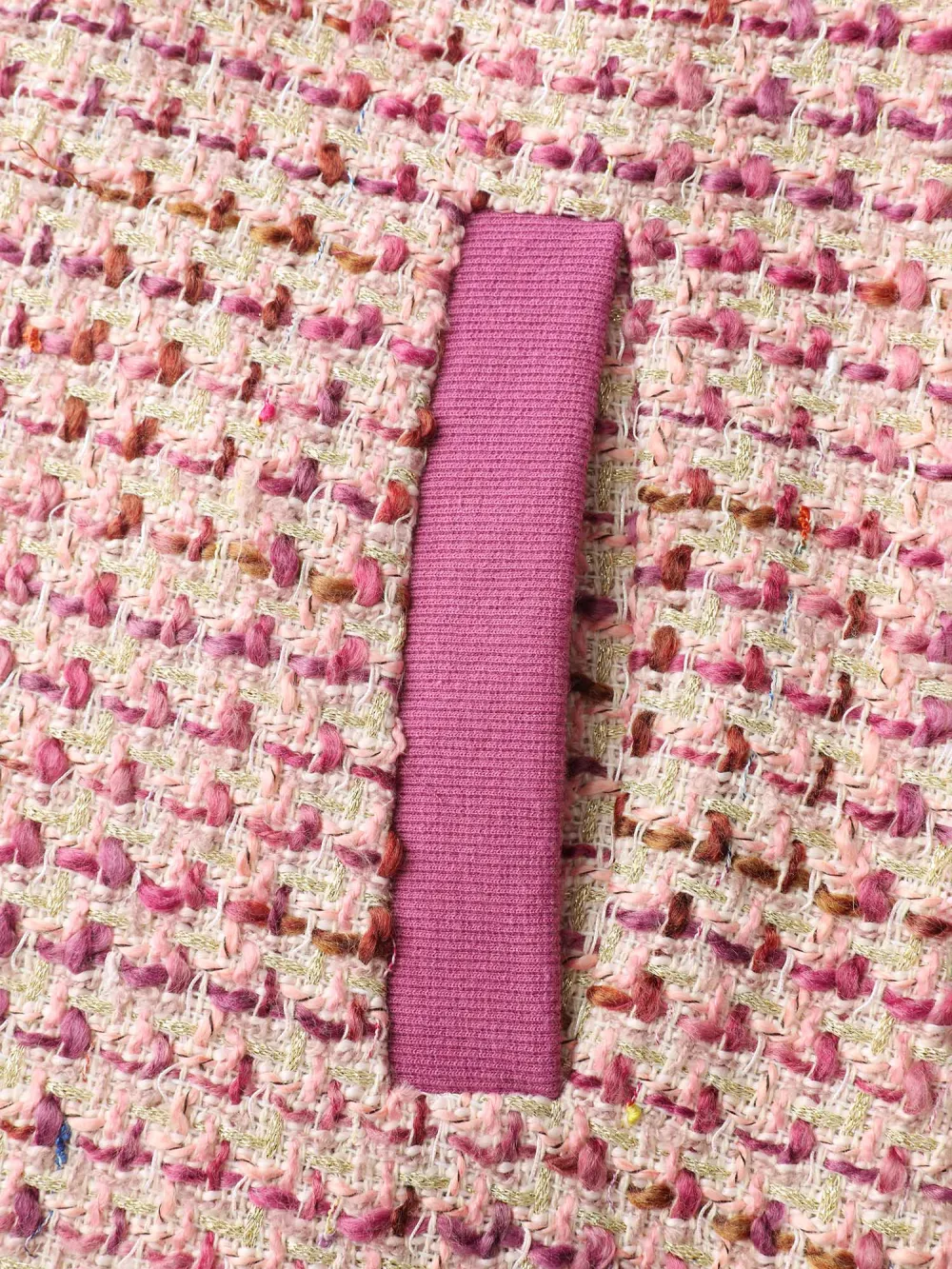 Tweed Lined Color Contrast Pockets Jacket