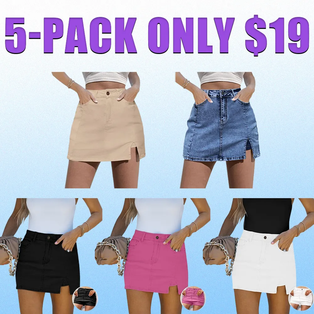 Women’s High Waisted Denim Skort with Side Slit