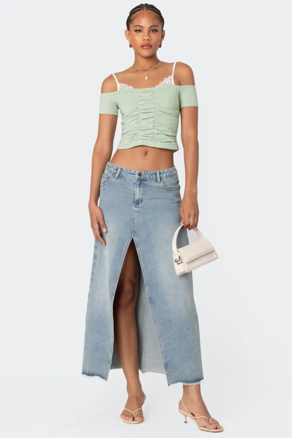 Peeking Lace Ruched Top