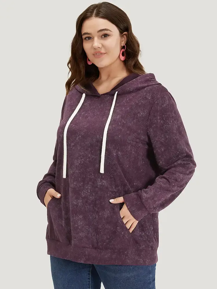 Hooded Ties Pocket Elastic Cuffs Sweatshirt