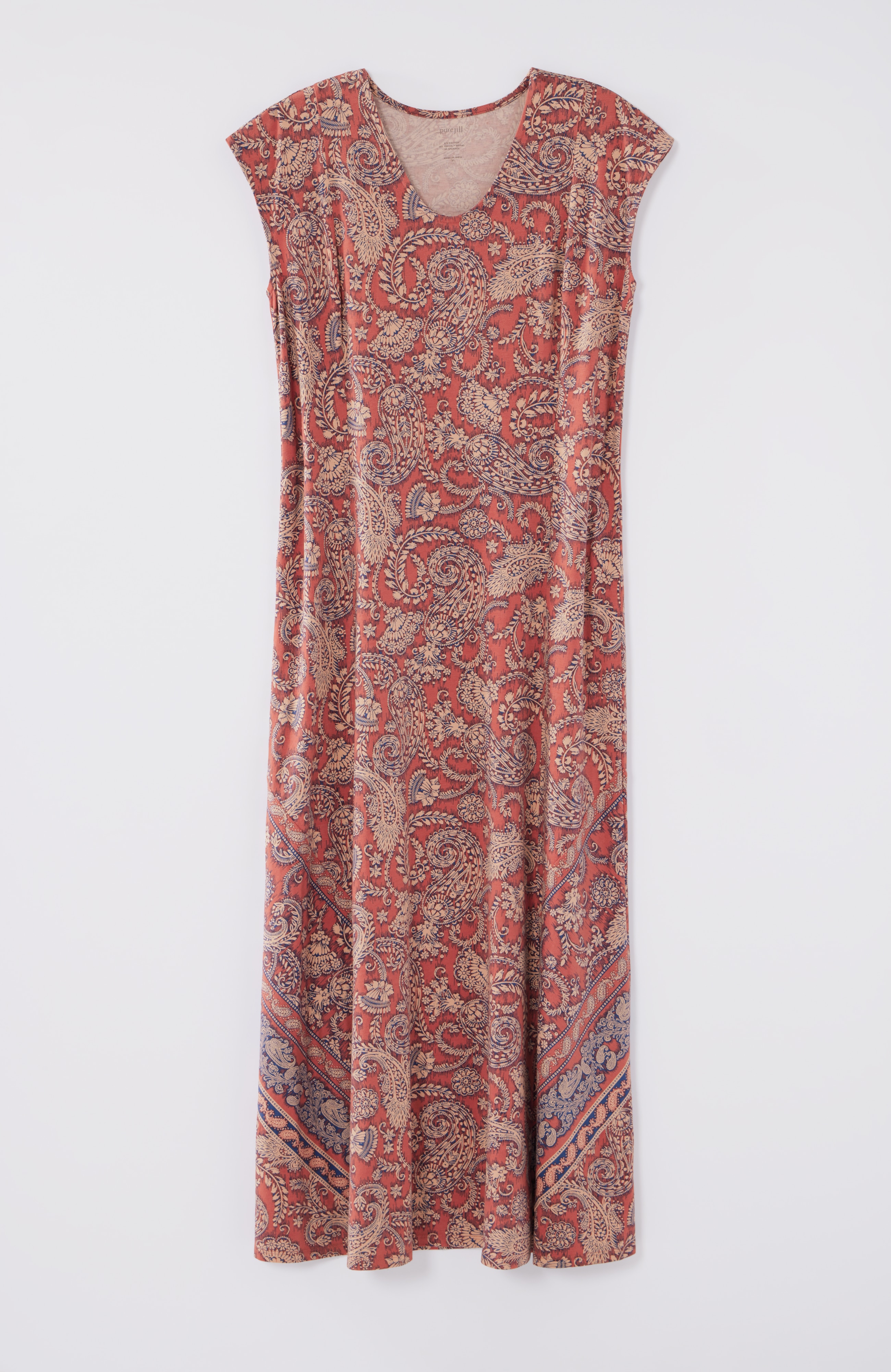 Pure Jill Placed-Border Maxi Dress