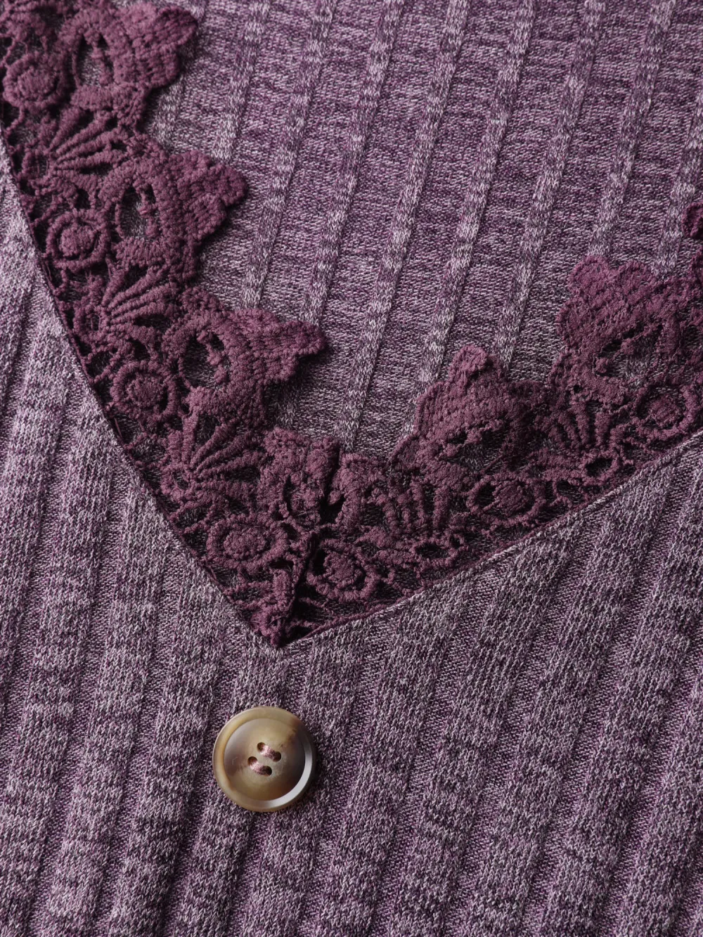 Stretchy Textured Lace Trim Midi Dress