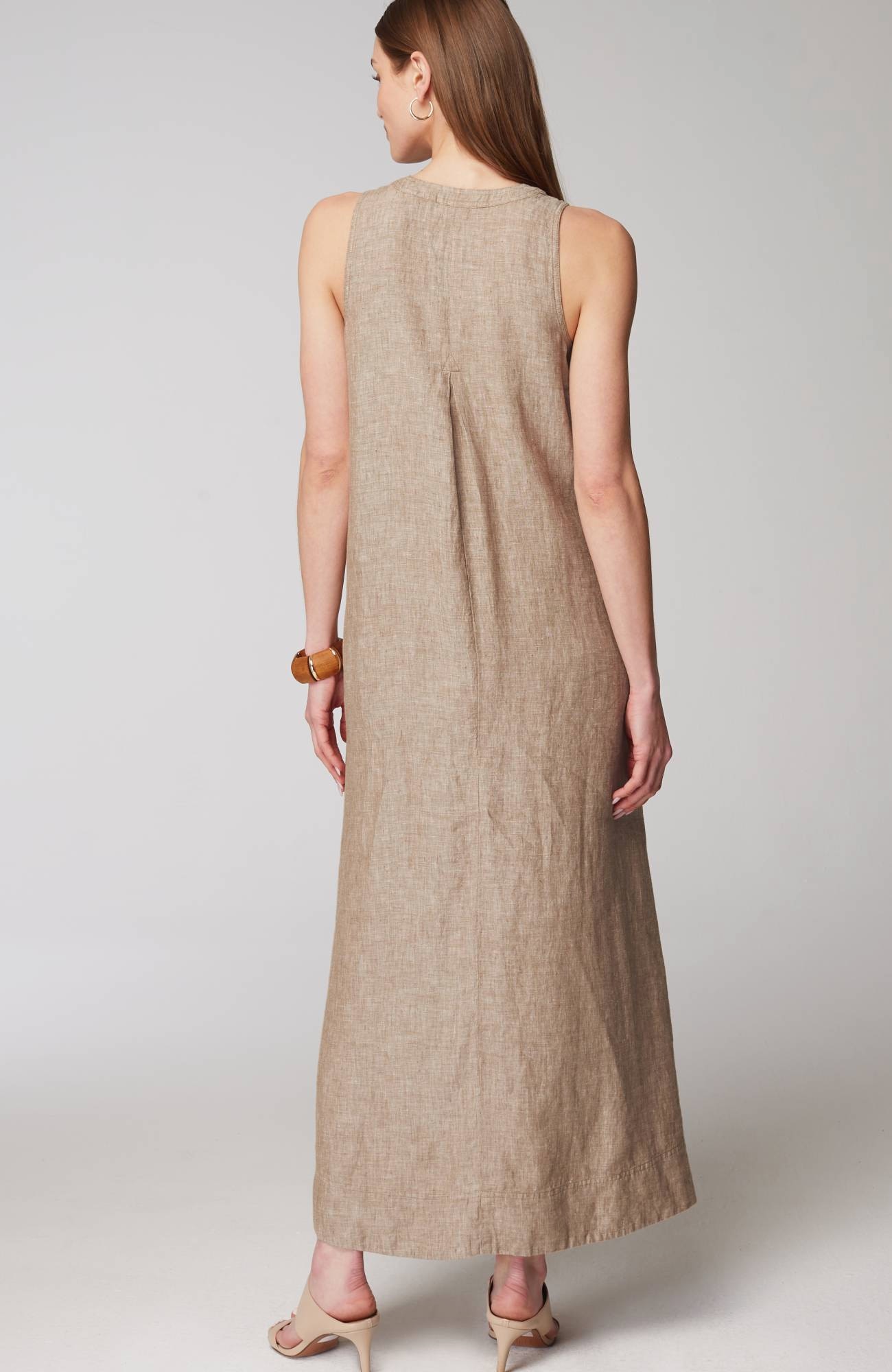 Pleated Linen Maxi Dress