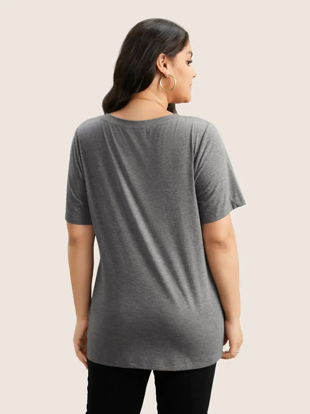 Moon And Star Print V Neck T-Shirt