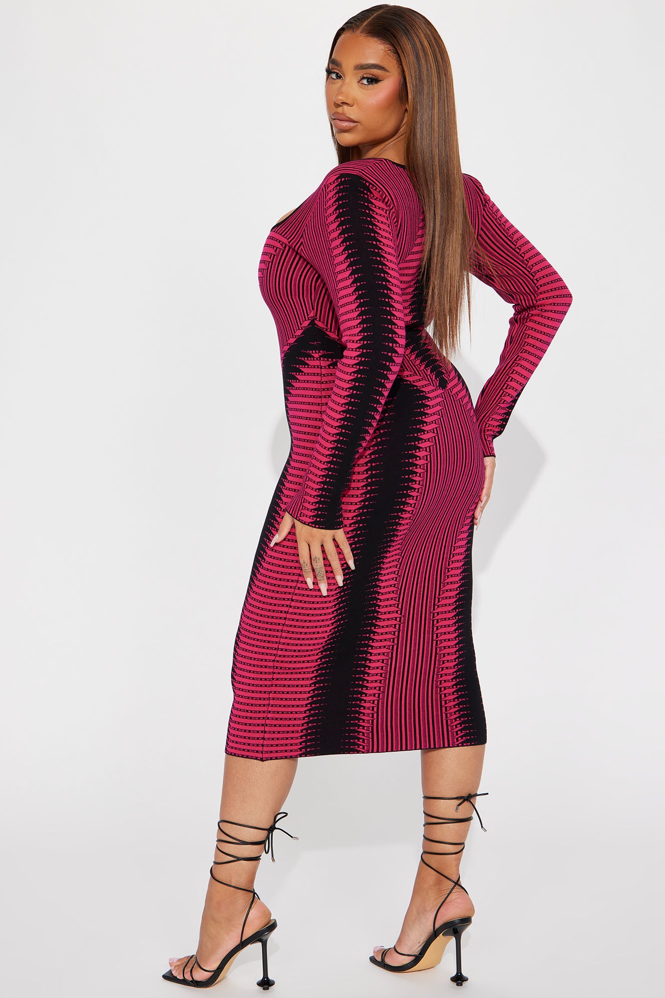 Arianna Sweater Midi Dress - Fuchsia