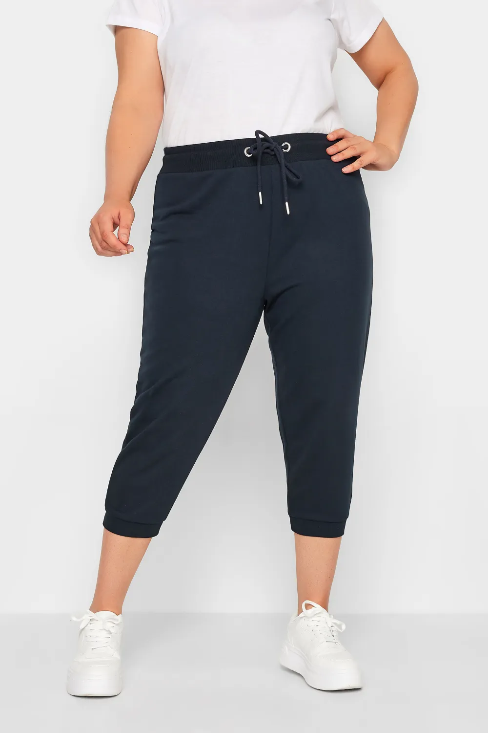 YOURS Curve White Cropped Stretch Joggers