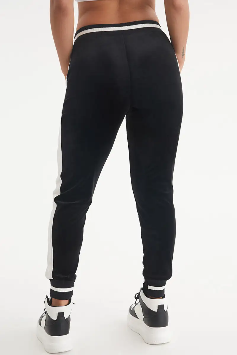 Contrast Rib Velour Joggers