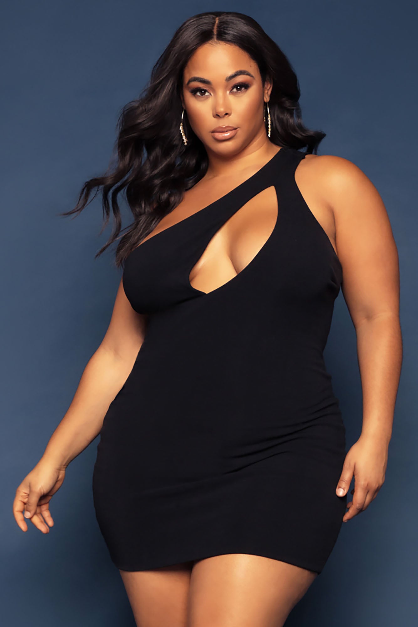Cut Me In One Shoulder Mini Dress - Black