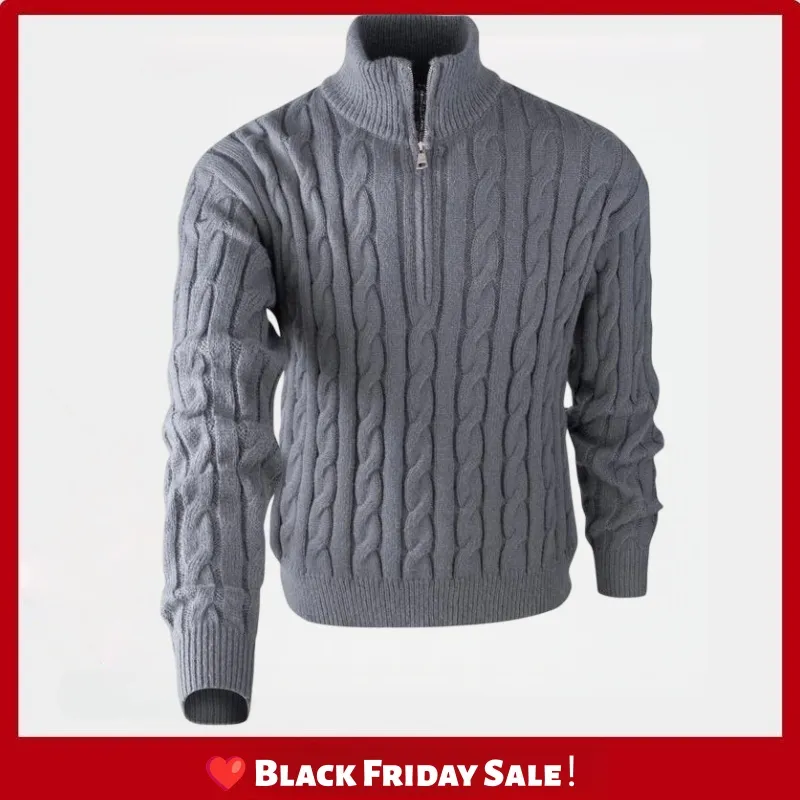 🔥5 PACK ＄29.9🔥Men's solid color Quarter Zipper  Sweater