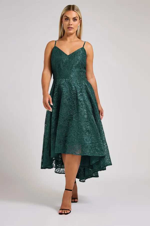 YOURS LONDON Curve Pink Lace Midi Prom Dress