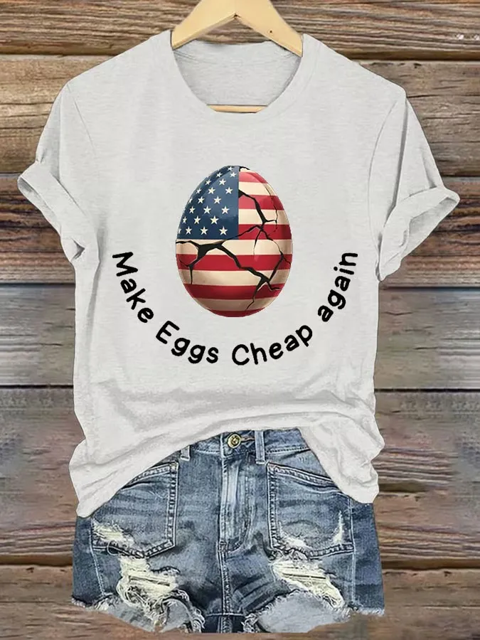 Women'S T-Shirt Women'S Retro Make Eggs Cheap Again Print T-Shirt