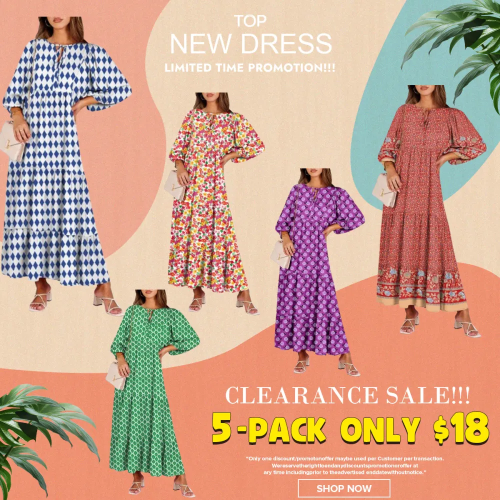 Boho Summer Maxi Dress for Women – Floral Puff Sleeve Vacation Sundress