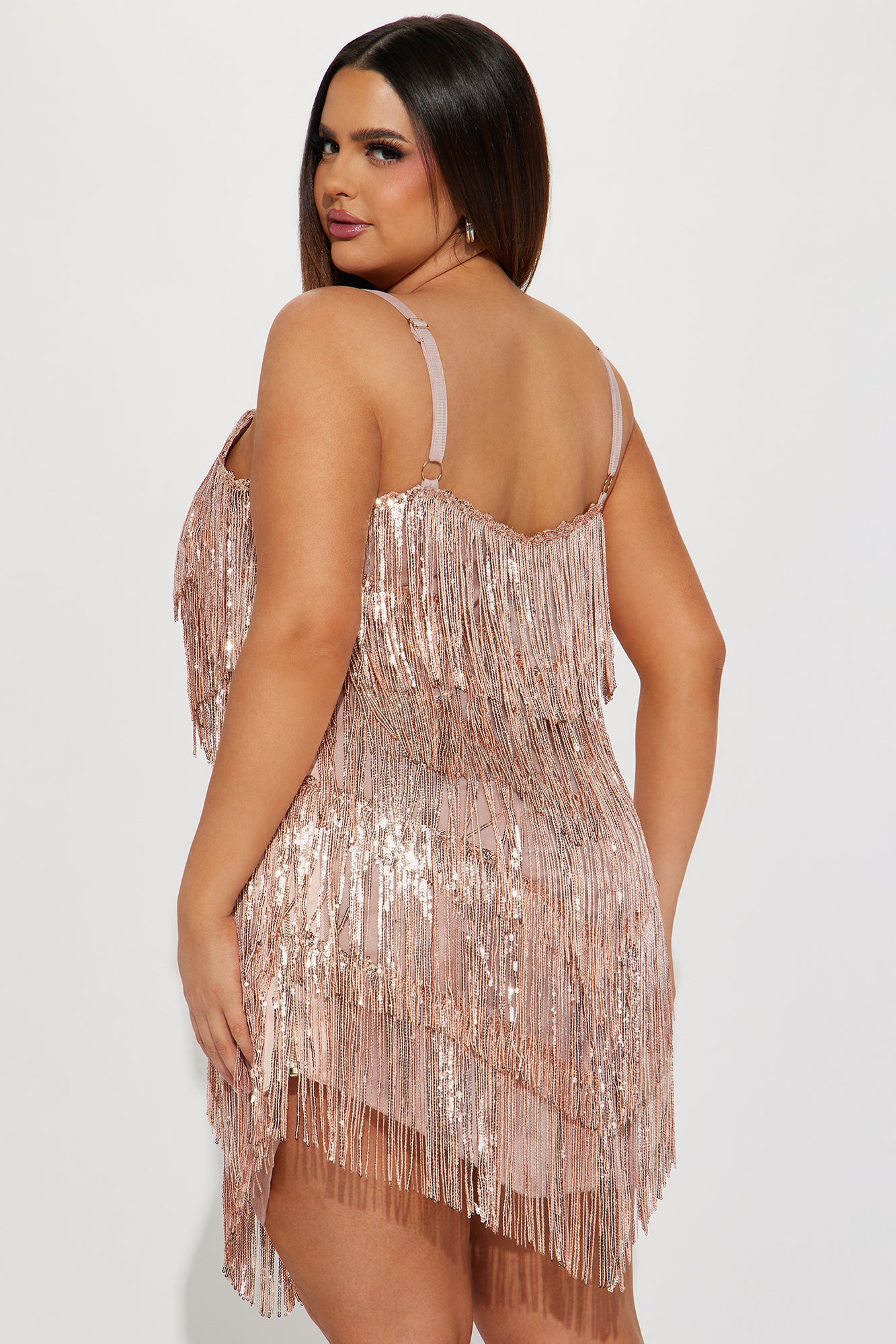 Selena Sequin Fringe Mini Dress - Gold