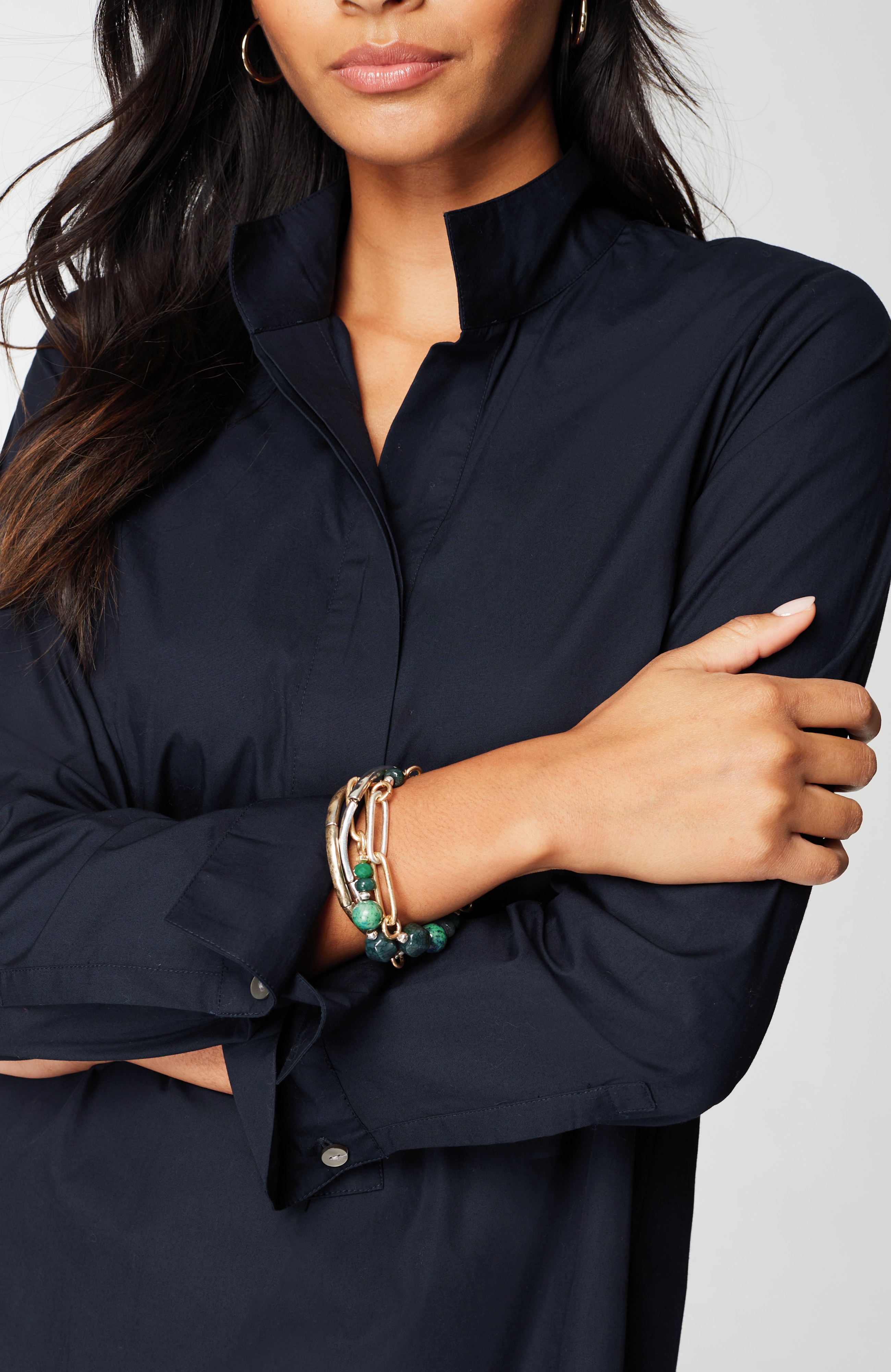 Cotton Stand-Collar Tunic