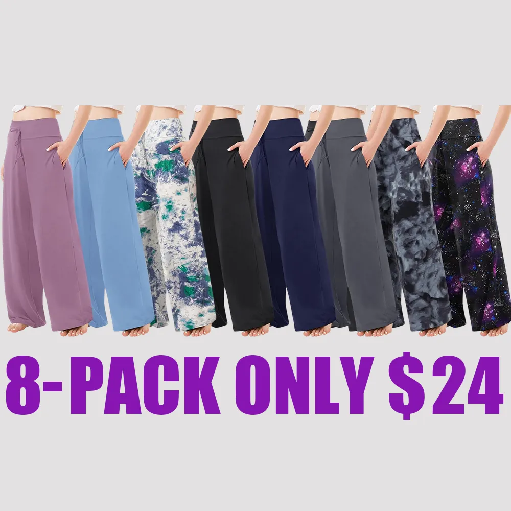 3 Pack Plus Size Women's Pajama Pants, Soft Comfy Casual Yoga Wide Leg Sweatpants, Perfect for Vacation, Daily Wear and Office