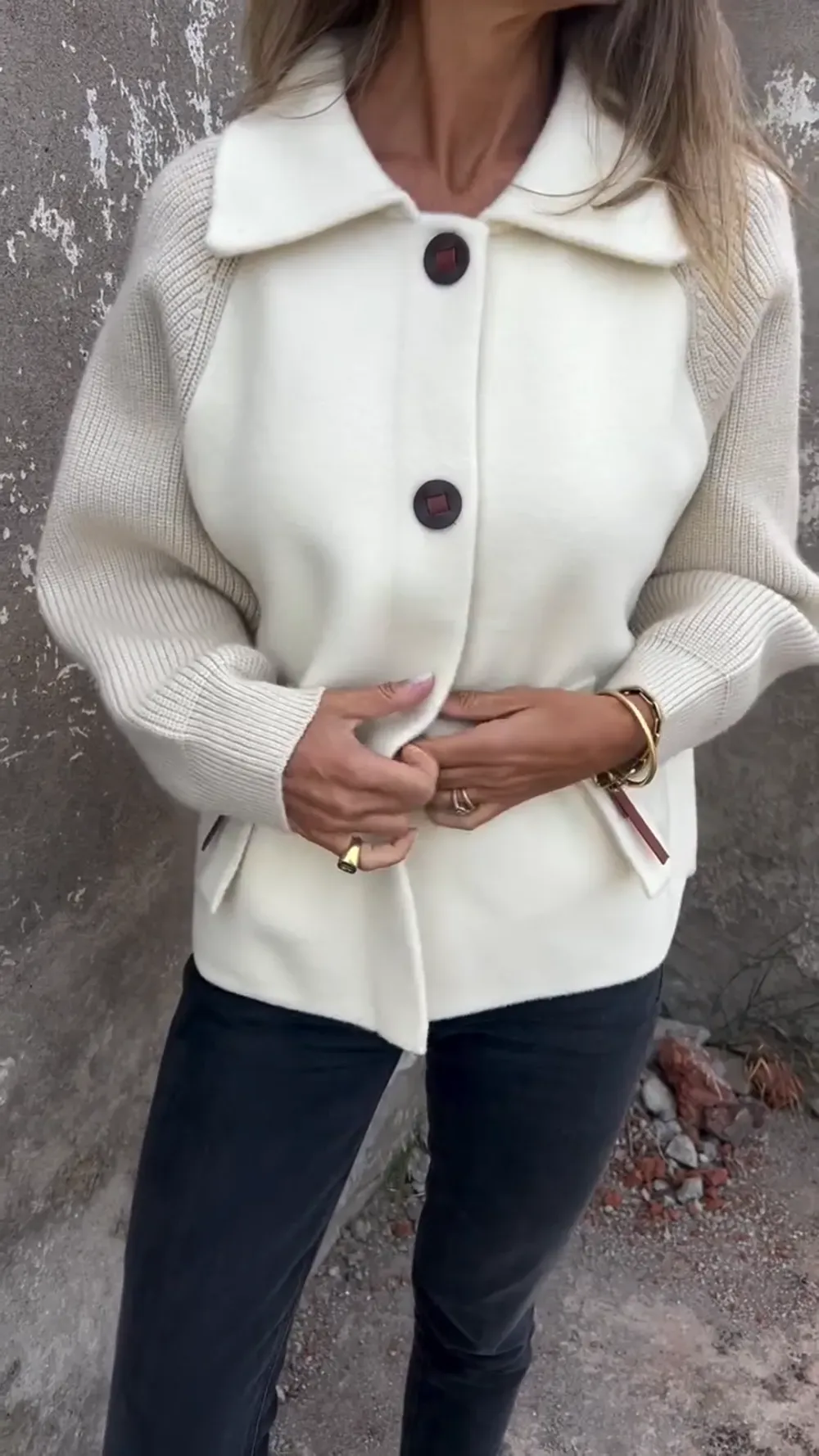 Chic Contrast Button Jacket