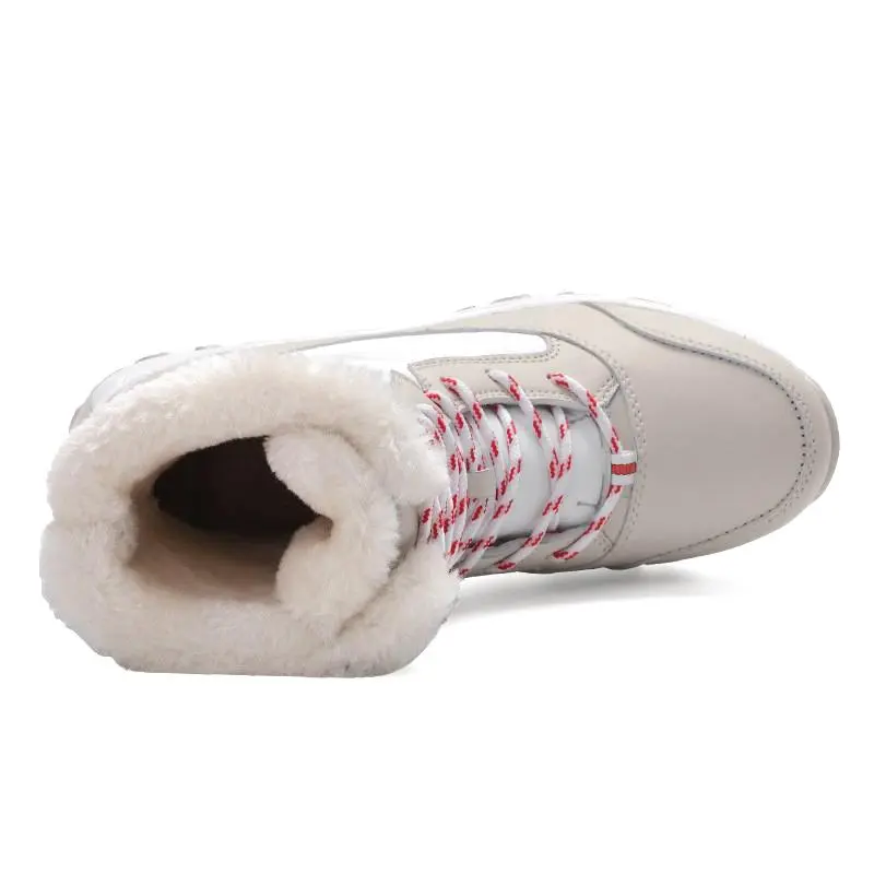 New Fashion Winter Fur Lining Lace Up Waterproof Mid-Calf Boots