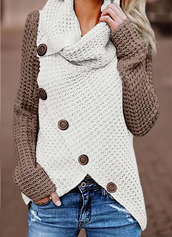 Plain Knitted Turtleneck Casual Sweater