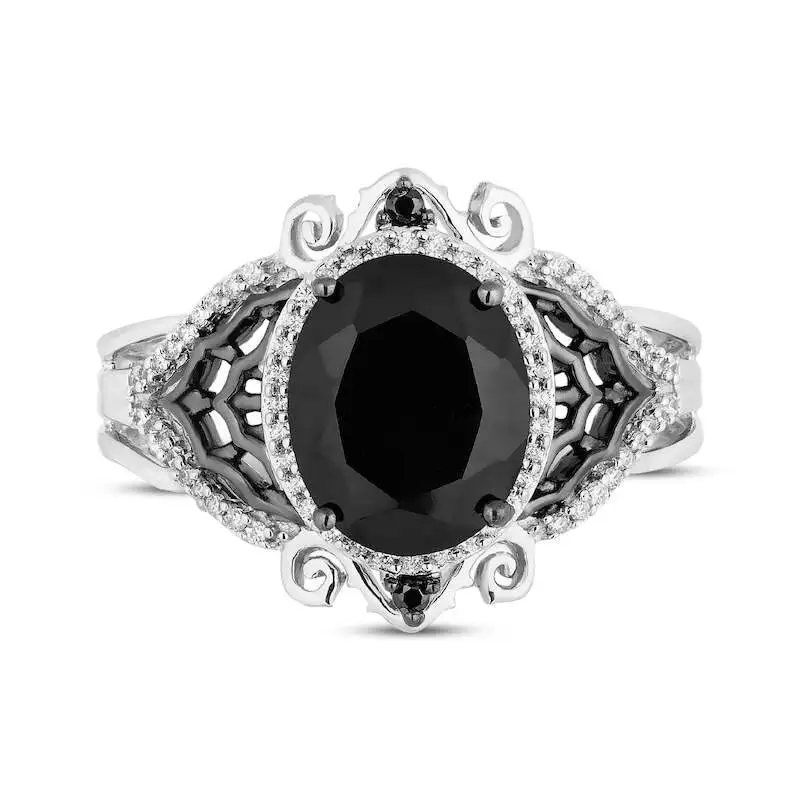 Disney Treasures The Nightmare Before Christmas Black Onyx & Diamond Ring 1/5 ct tw Sterling Silver