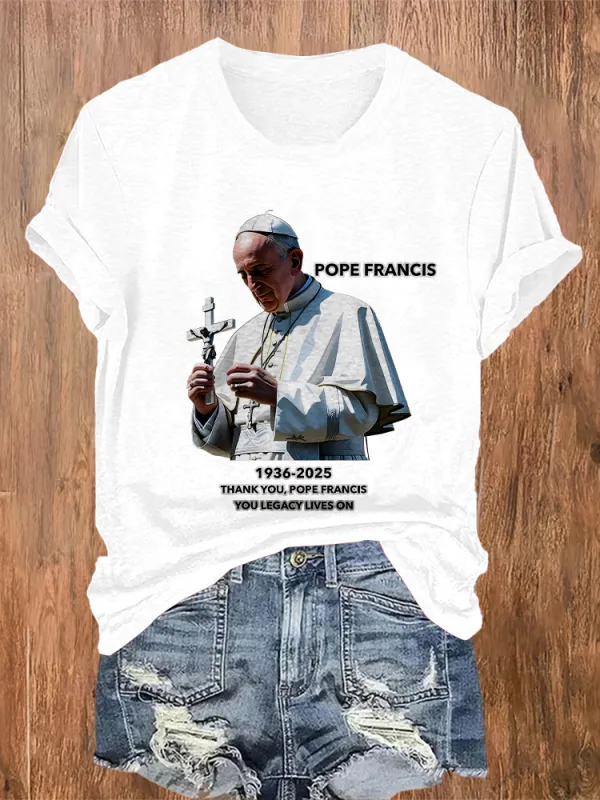 Women's Rest In Peace 1936-2025 Thank You Pf You Legacy Lives On Round Neck Short Sleeves Pure Cotton T-Shirt