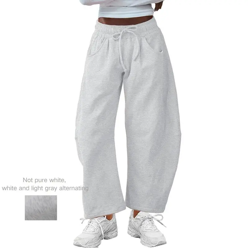 Women's Cotton Barrel-Leg Sweatpants (Drawstring Waist, Pockets)