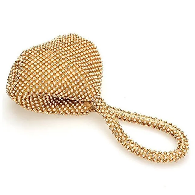 Women's Clutch Evening Bag for Evening Bridal Wedding Party with Rhinestone Solid Color in Silver Black Gold