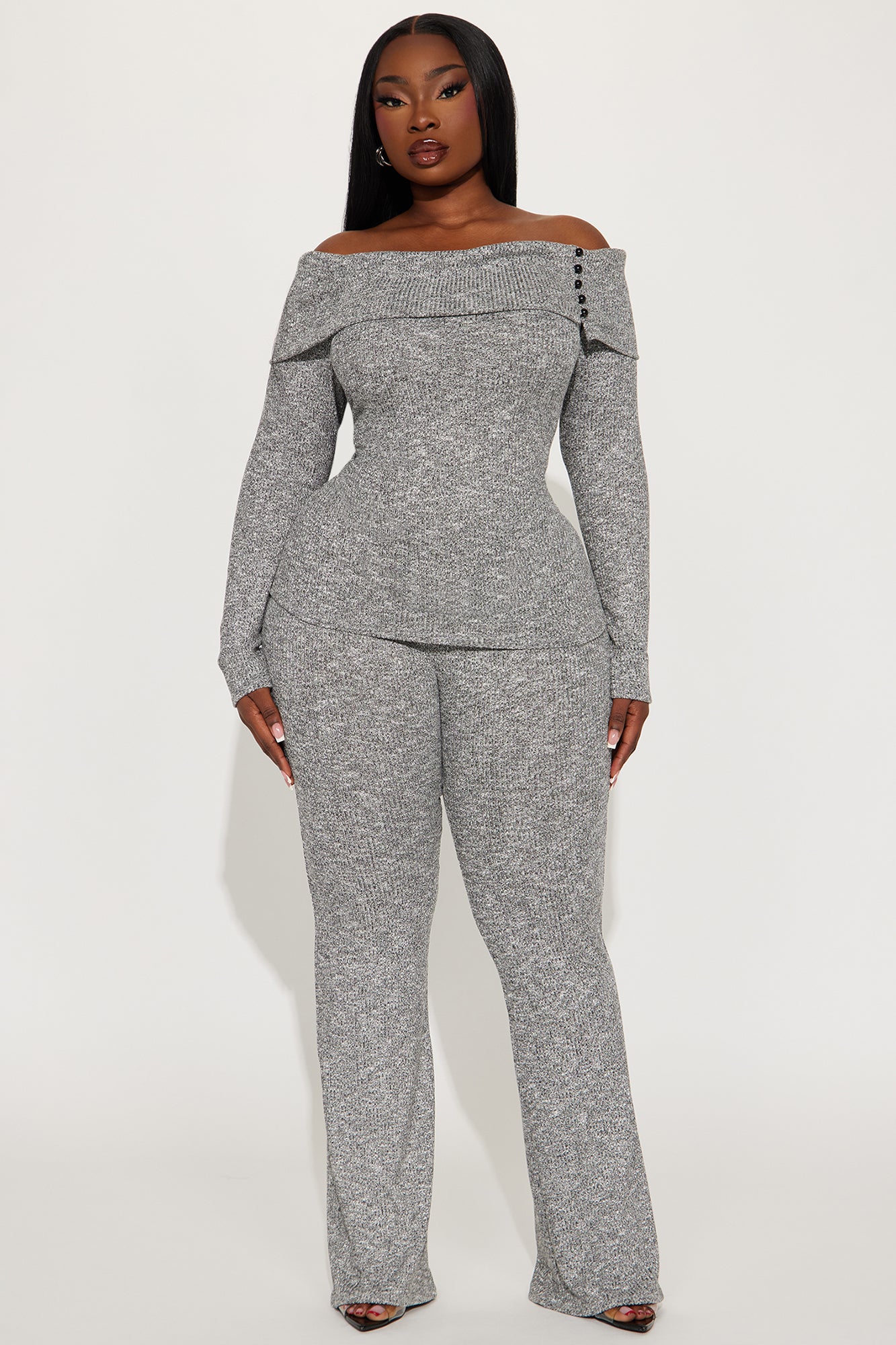 Chilly Nights Pant Set - Heather Grey