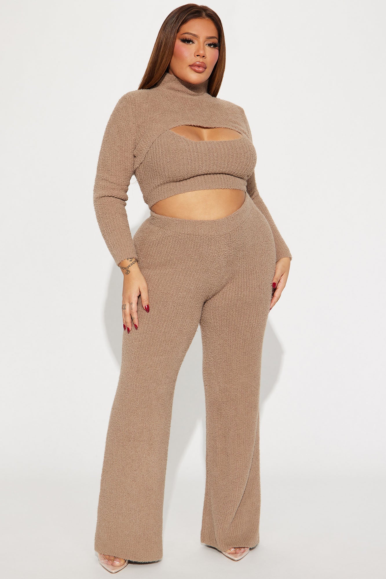 Feeling Cozy 3 Piece Pant Set - Taupe