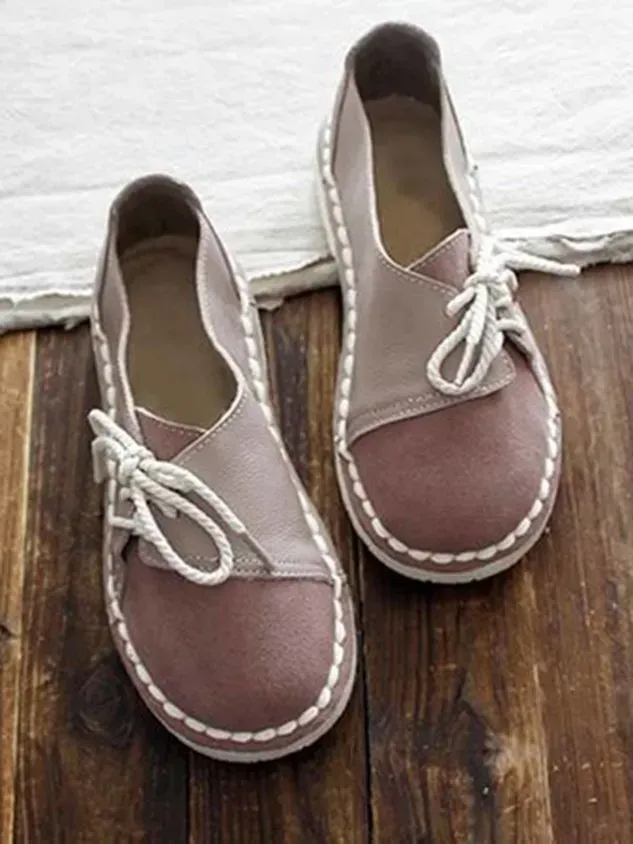 Women's Casual Vintage Round Toe Flats All Season Shoes