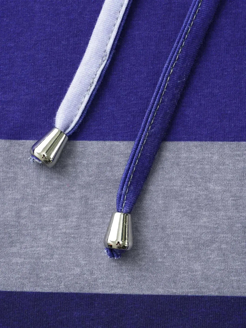 Contrast Striped Hooded Drawstring T-Shirt