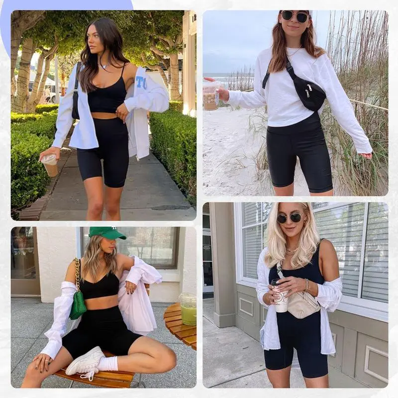 Women's High Waist Biker Shorts – Tummy Control Yoga Shorts with Pockets, Breathable for Summer