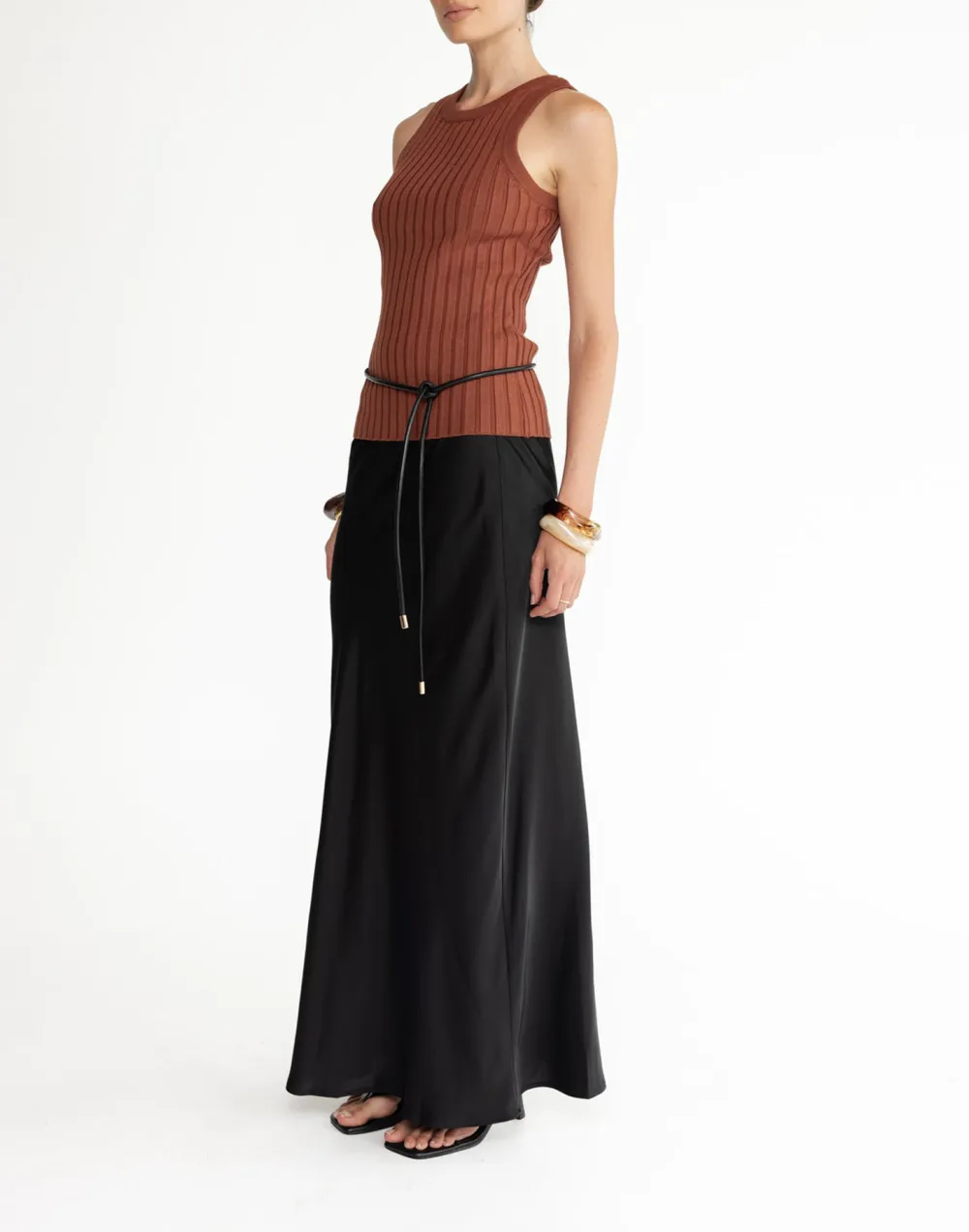 Basic High Round Neck Long Vest
