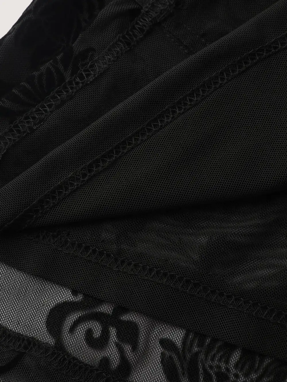 Flocked Floral Stretchy Mesh Lace Tank Top