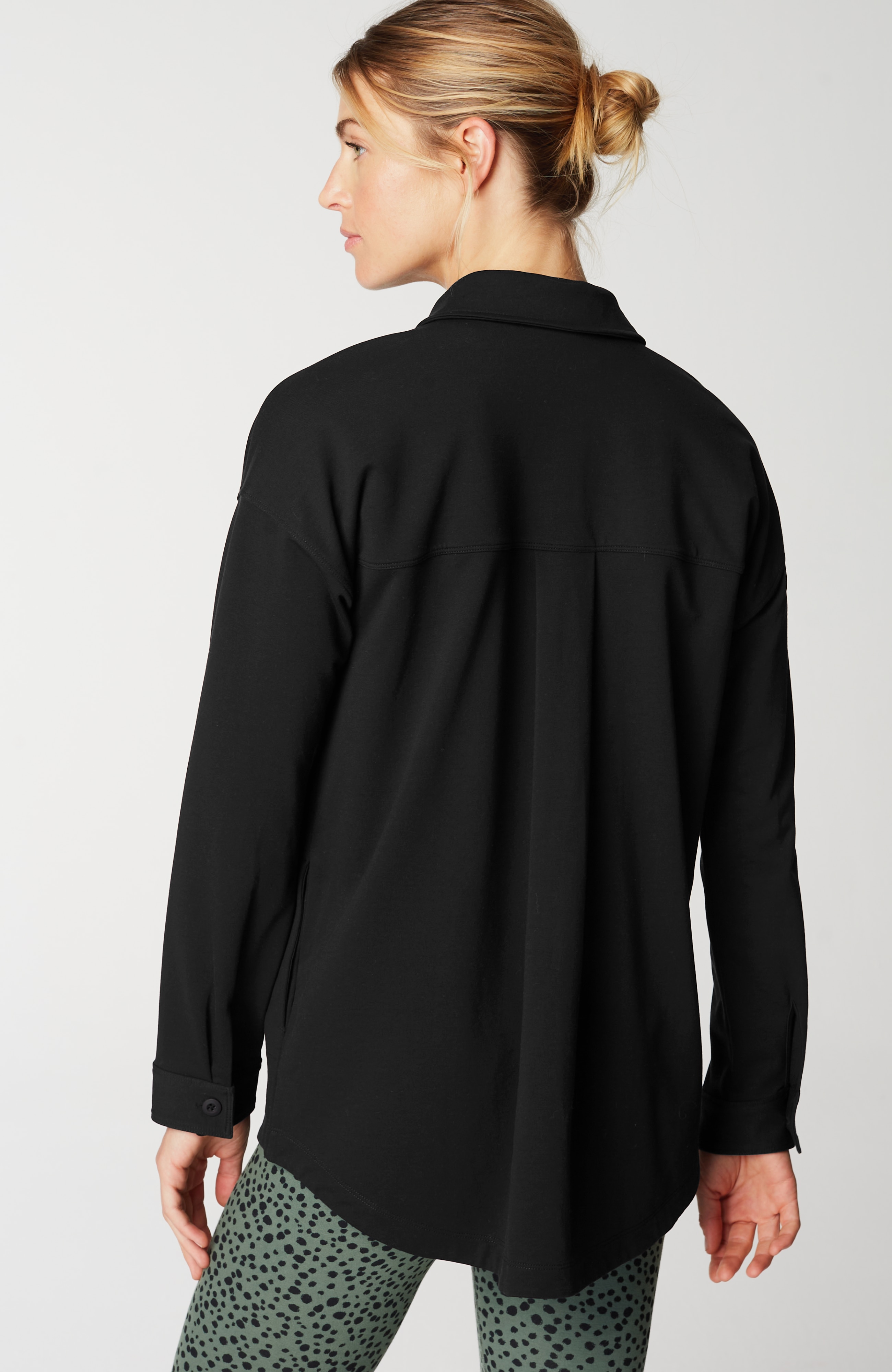 Fit French Terry Button-Front Shirt Jacket