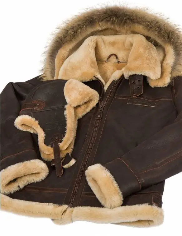 JACKET PILOT FROM SHEEPSKIN B-3 Hooded[FREE SHIPPING TODAY]