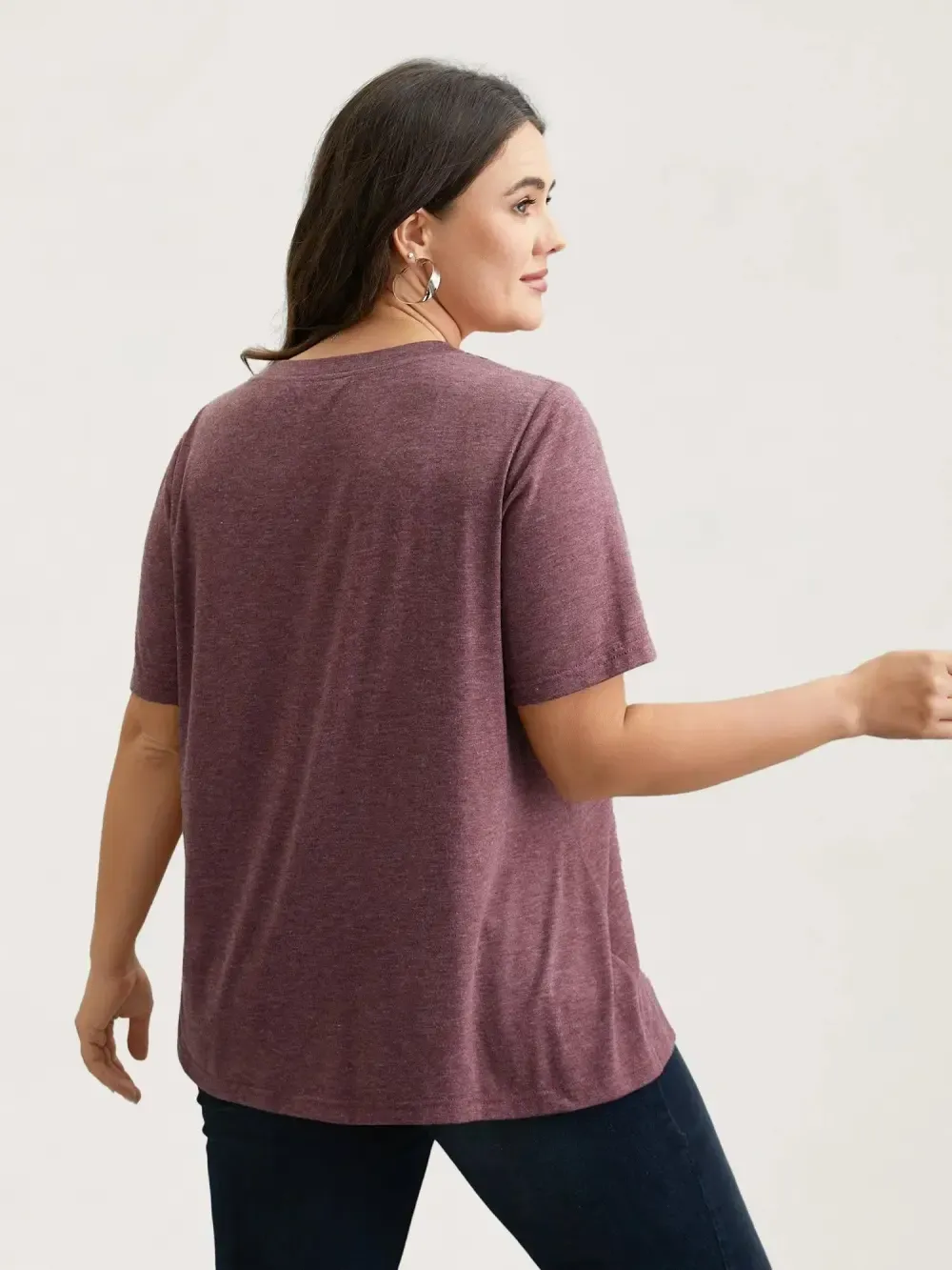 Nope Not Today Print Rhinestone Round Neck T-Shirt