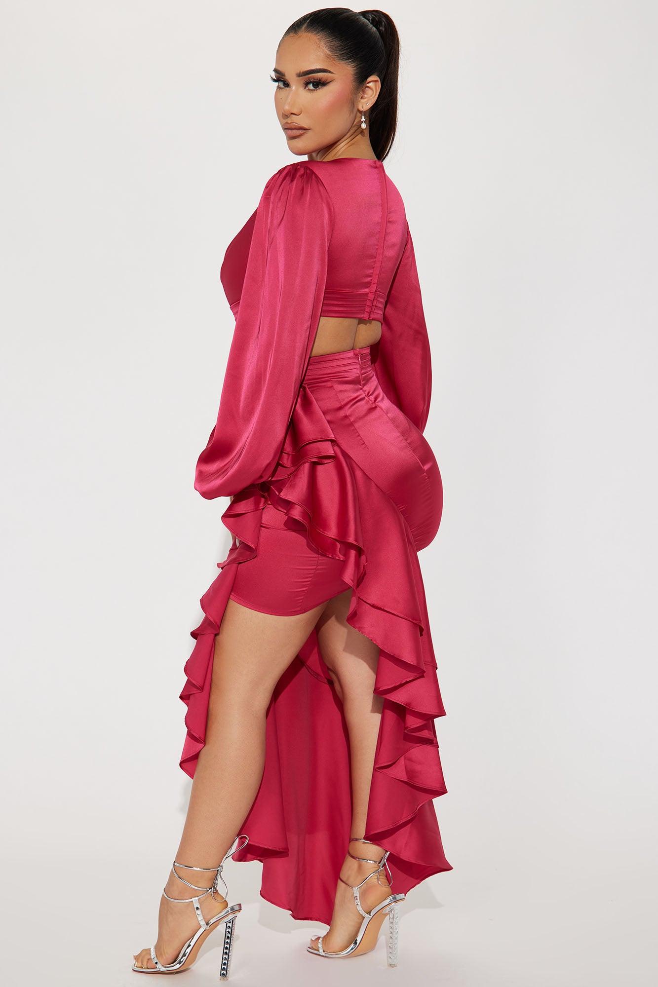 London Ruffle Maxi Dress - Raspberry