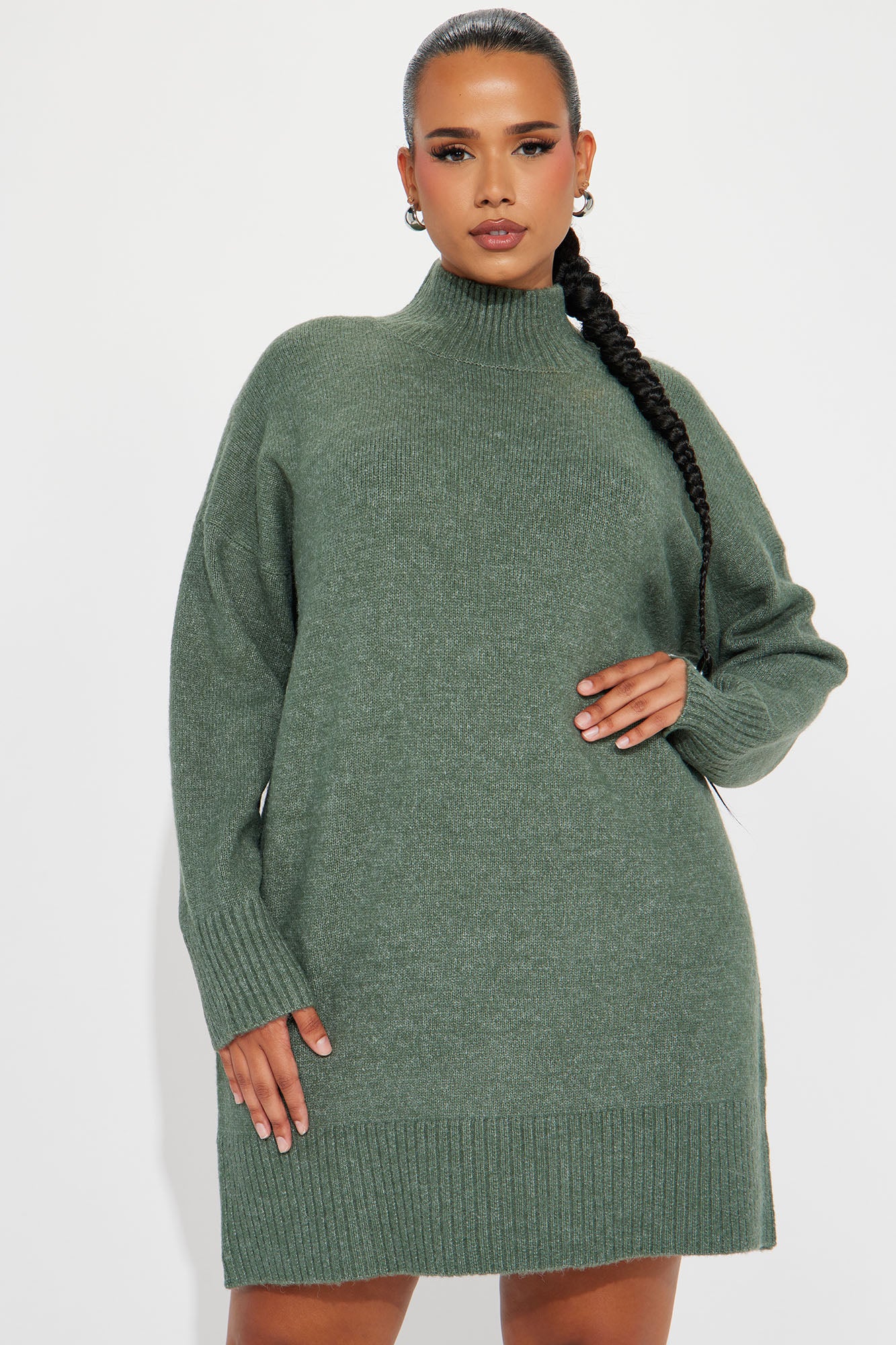 Manhattan Sweater Mini Dress - Green