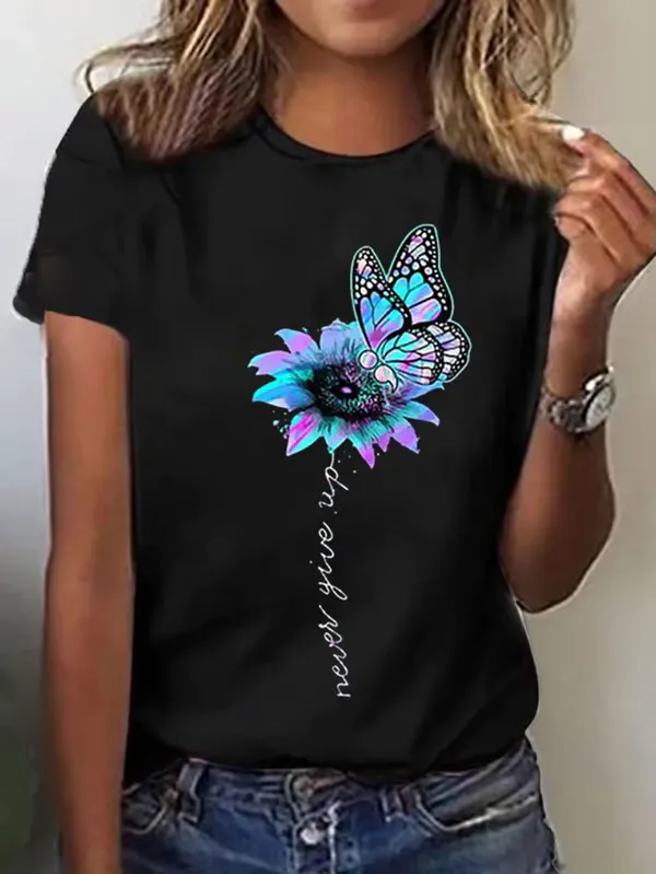 Women'S T-Shirt Women'S Never Give Up Suicide Prevention Awareness Print T-Shirt