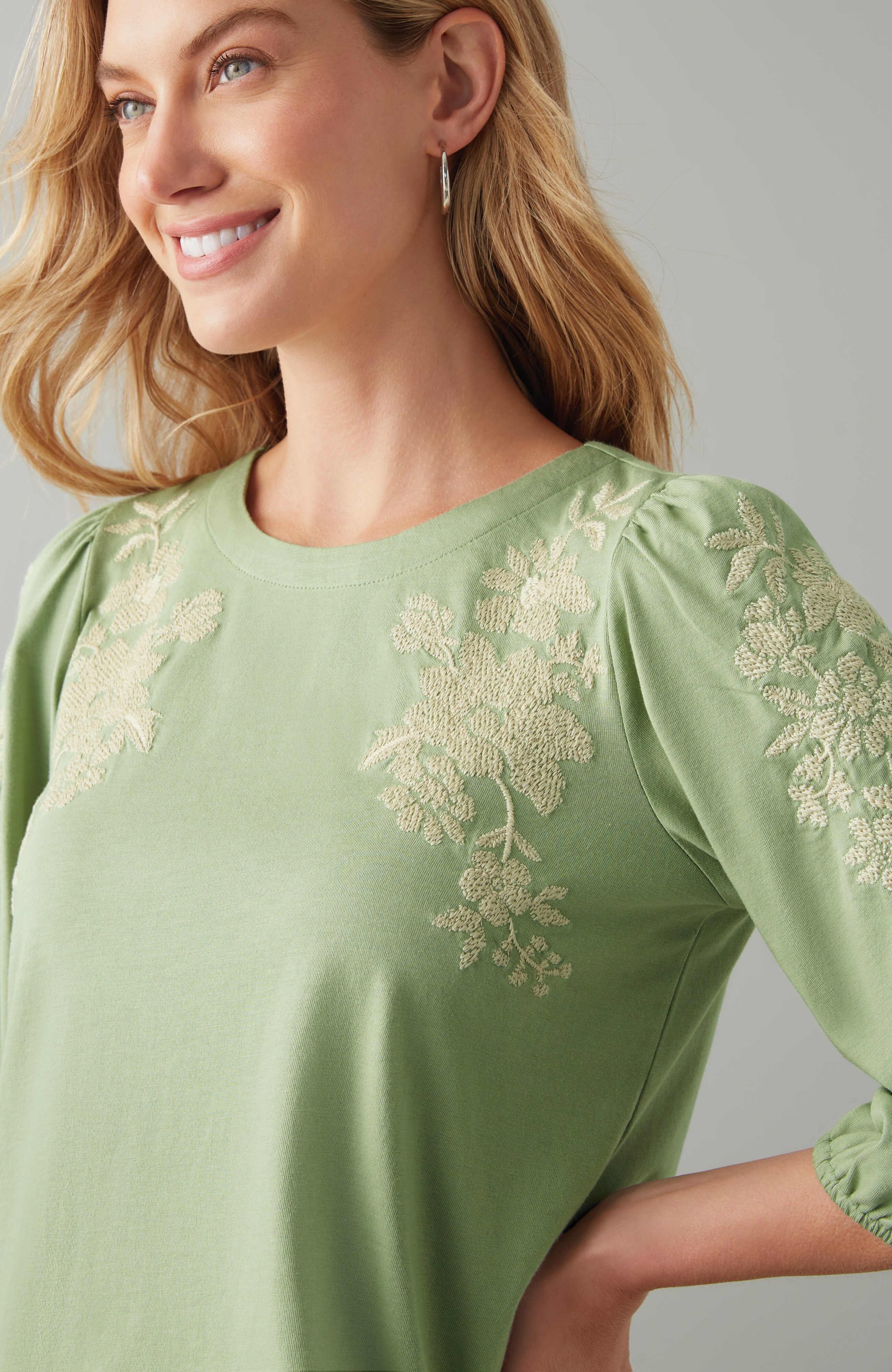 Floral-Embroidered Top