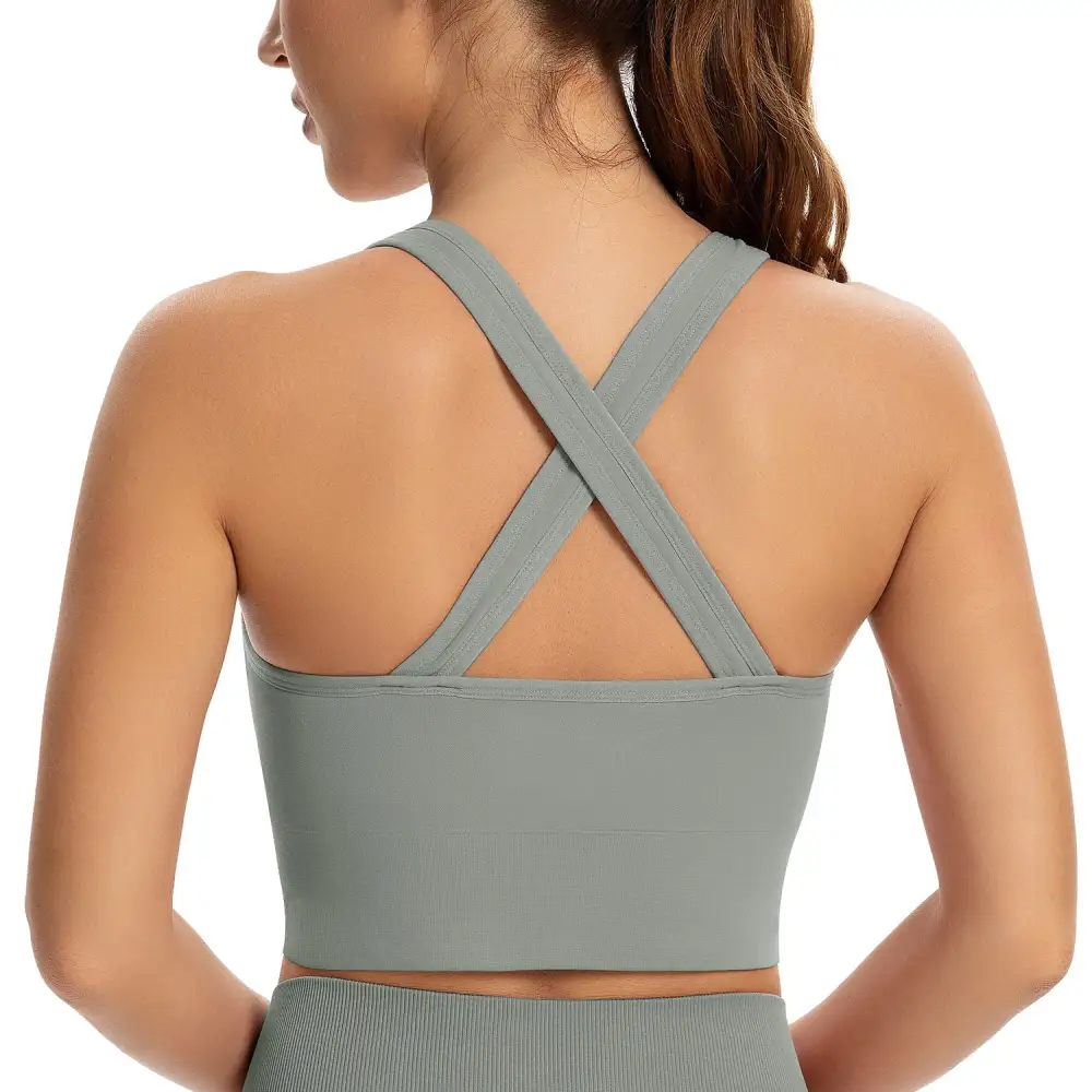 Women's Zip Front Sports Bra Padded Low Impact Wirefree Yoga Bras X Back Comfortabe Bra Workout Tank Tops