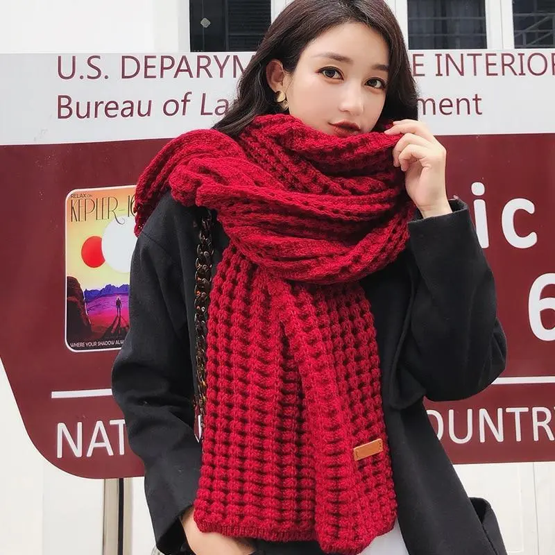 New Winter Knitted Scarf Fashion Women Warm Pashmina  Thickened Wool Scarf