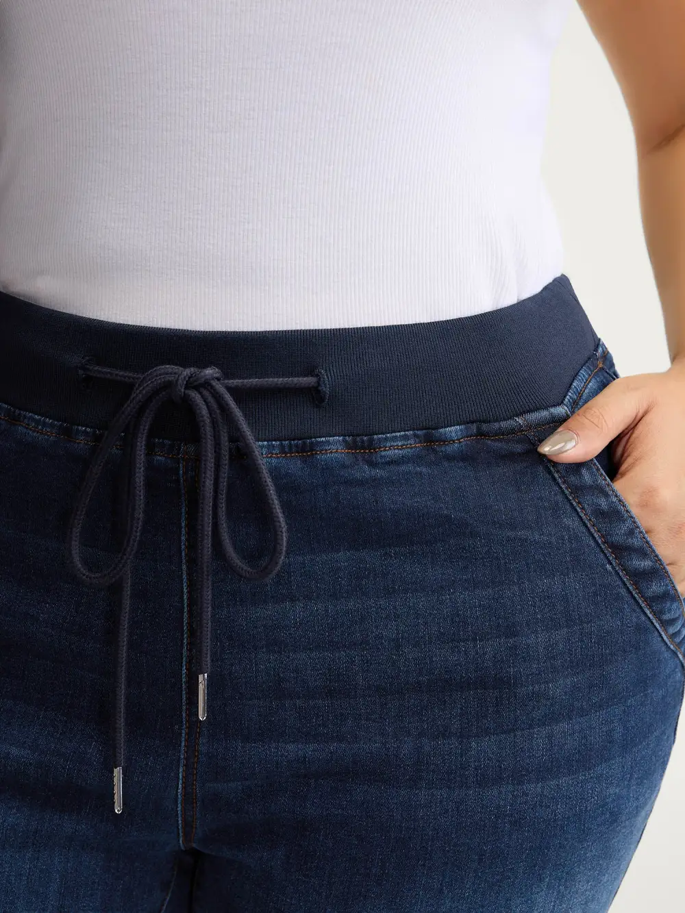 Stretch Pull-On Drawstring Skinny-Fit Jeans