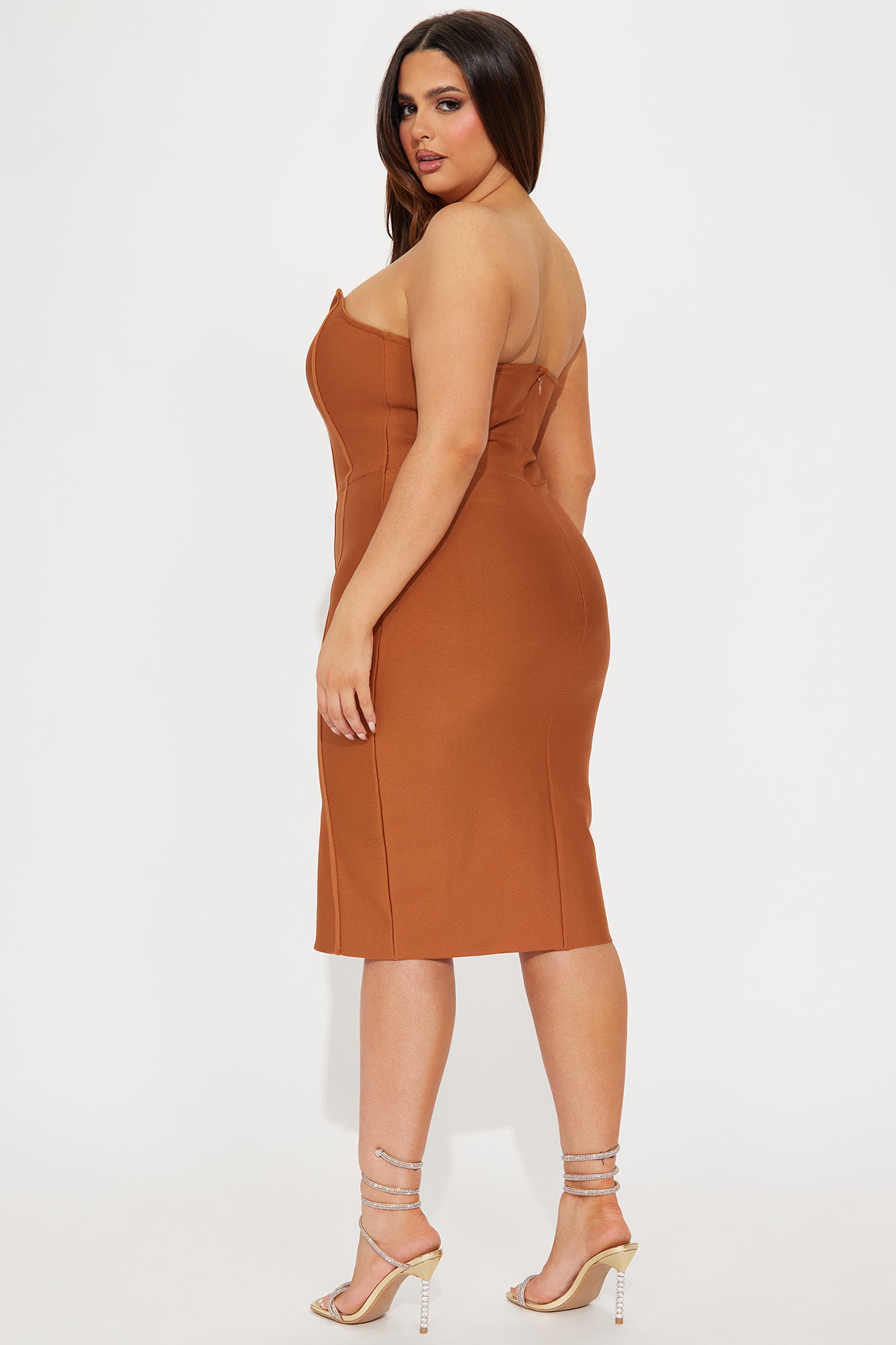 Carla Bandage Midi Dress - Cognac