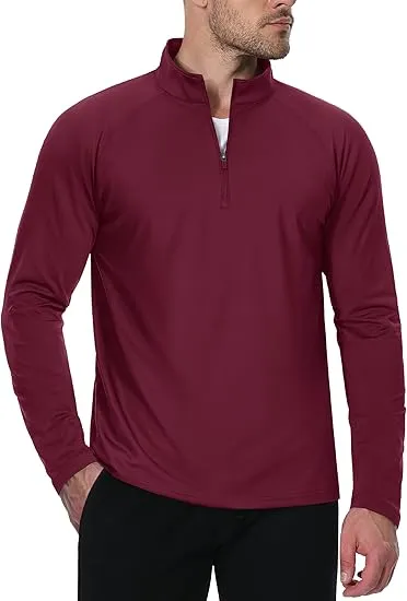 Men’s Zipper Mock Neck Sweatshirt – Casual Thermal Top